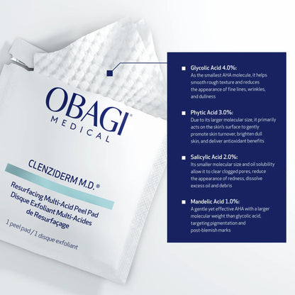 Obagi | CLENZIderm M.D. Resurfacing Multi Acid Peel Pads (30 Pads)