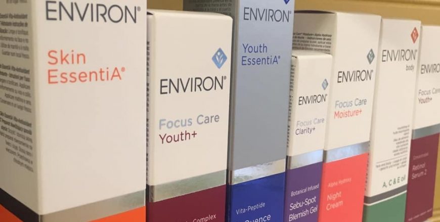 A shelf of Environ skin creams